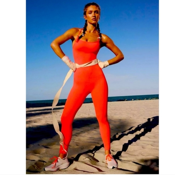 Free People Pants - NWOT Free People Movement Happiness Runs Square Neck Onesie Watermelon